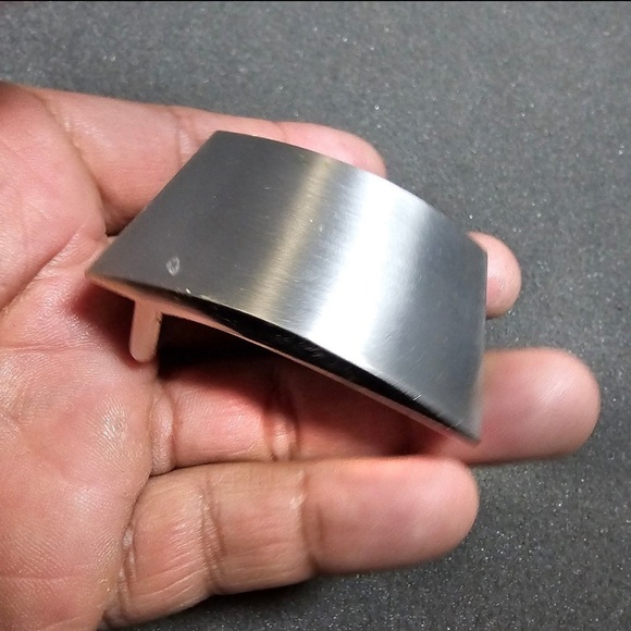 Brushed Silver Tone Rectangular Belt Buckle Unisex Minimalist Fits 1.5" Belts - Picture 3 of 9